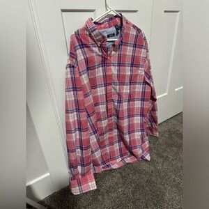 Izod Plaid Pink and Blue Button Down - XL